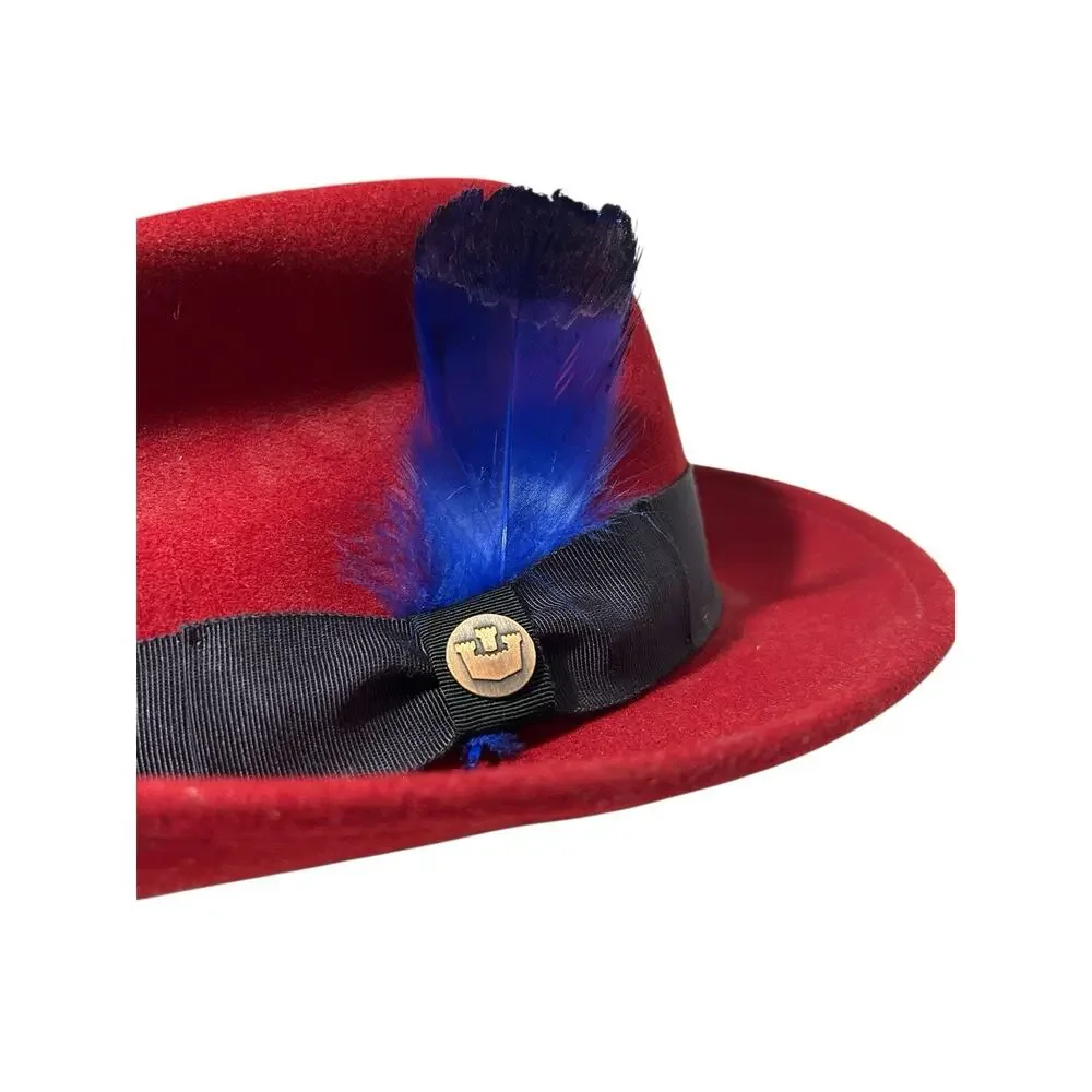 Goorin Bros. 100% Wool Red Classic Fedora Grosgrain Band Size Small